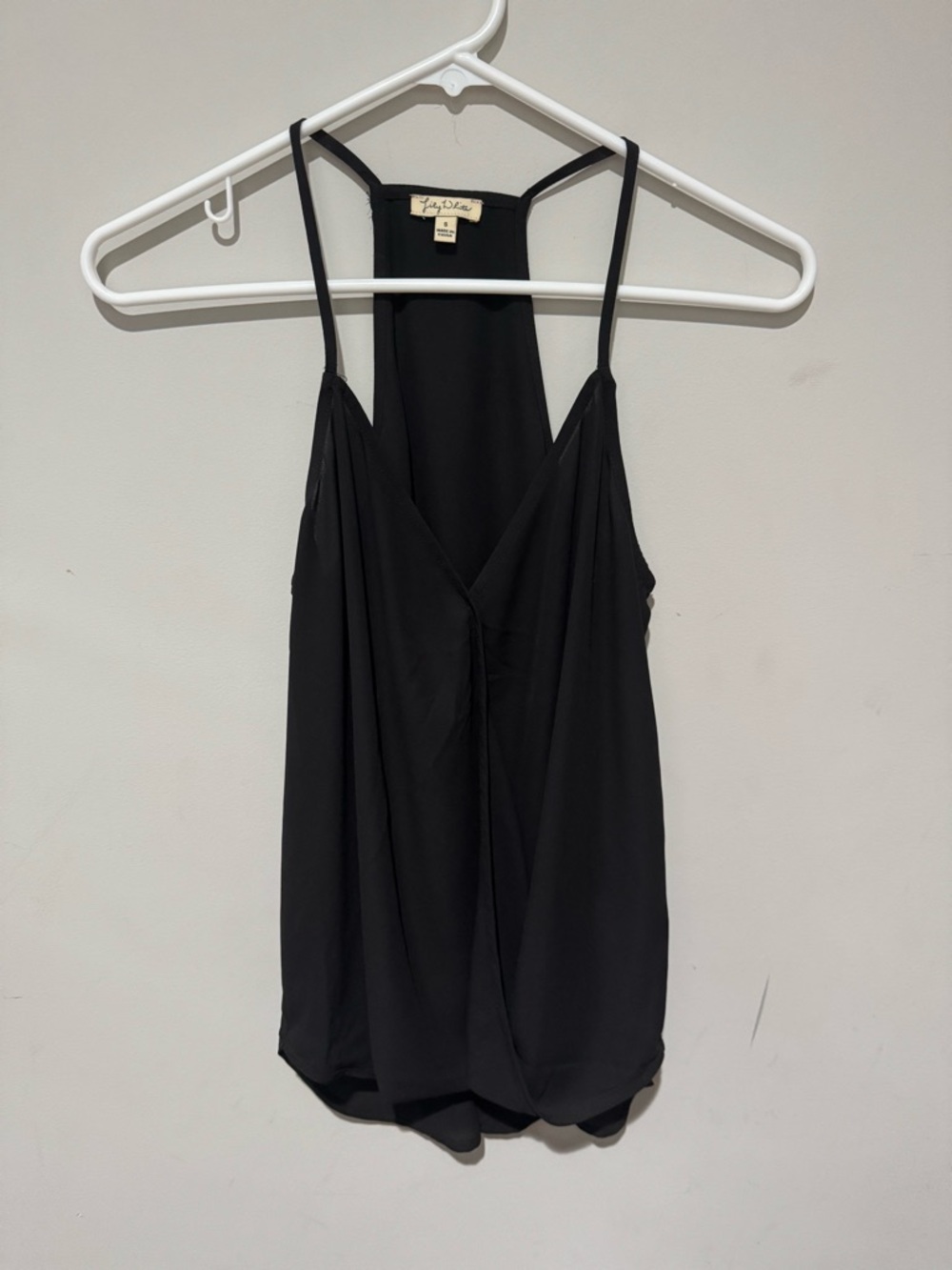 Black Draped V-Neck Camisole Tank